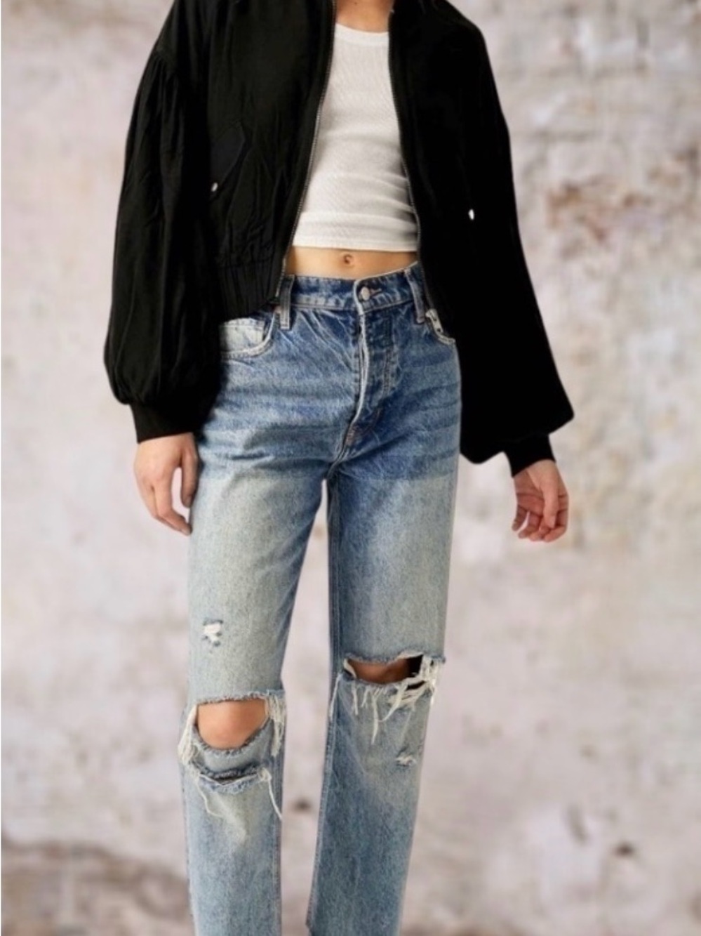 Free People On Pointe Zip Up Bomber Jacket Size M - Picture 2 of 7